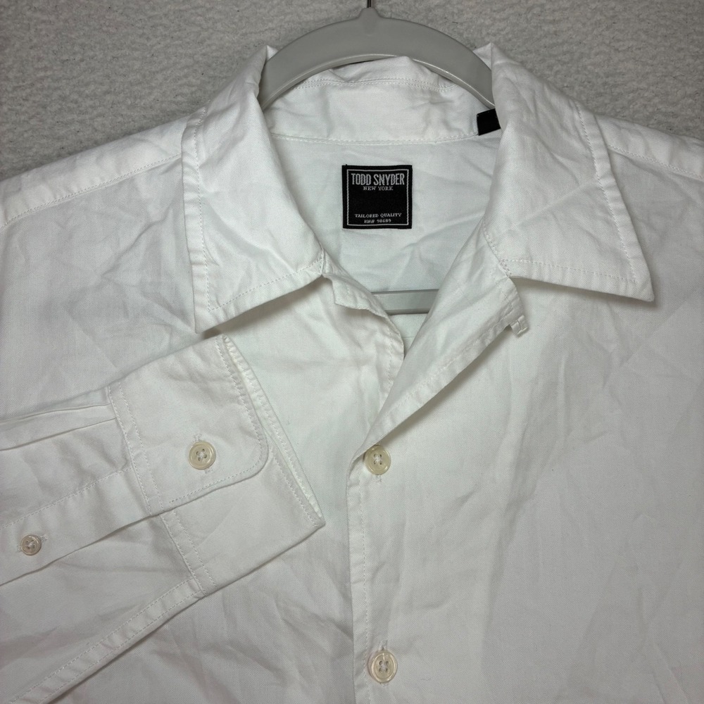 Todd Snyder Button Shirt Men XS White Loop Collar Dress Long Sleeve Cotton